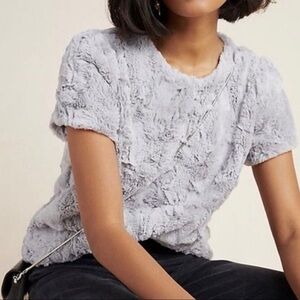 Anthropologie Soft Gray Textured Tee
